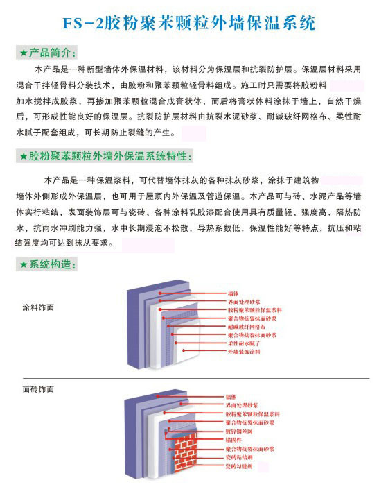 FS-2膠粉聚苯顆粒外墻保溫系統(tǒng)